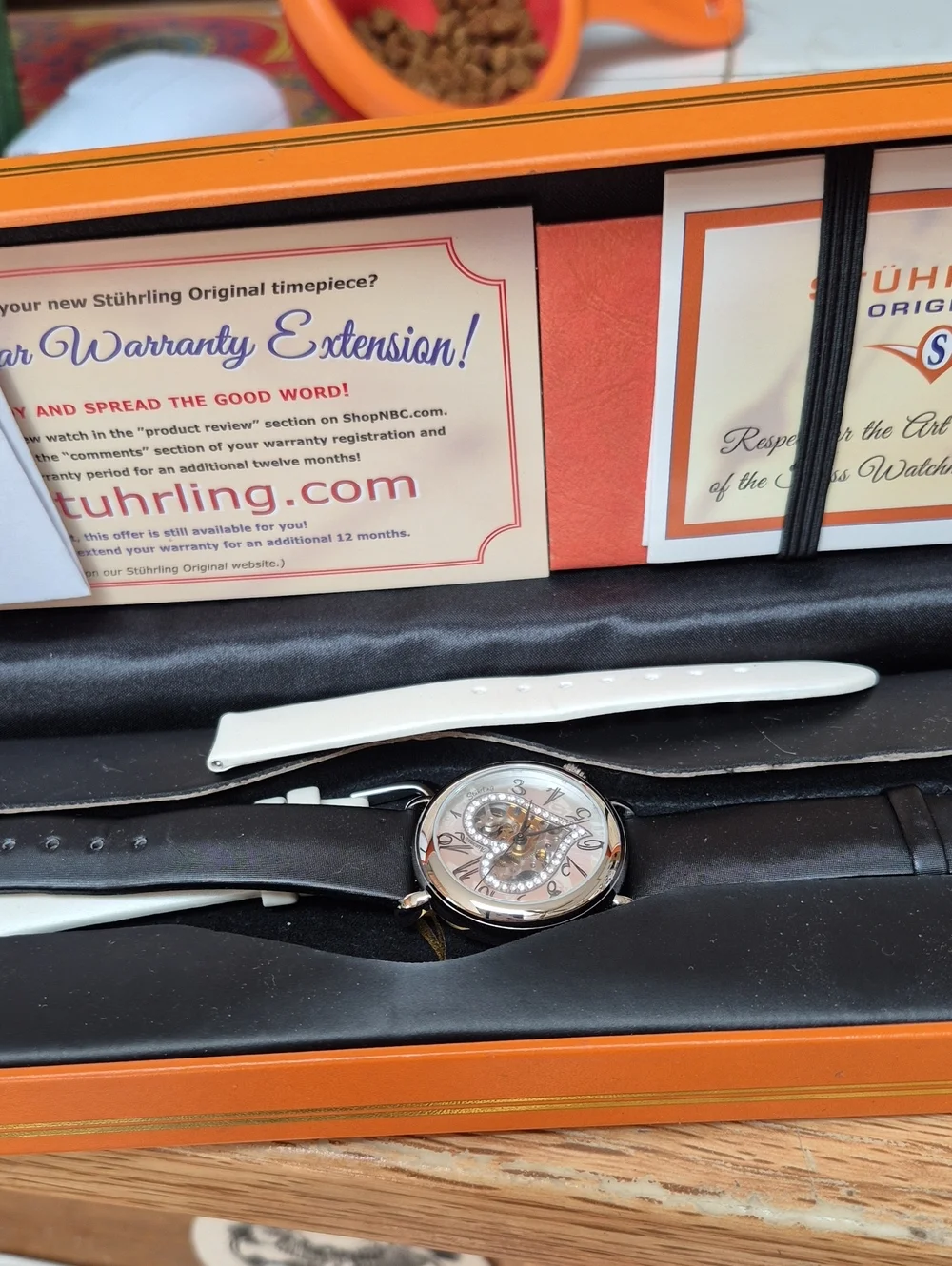 Stuhrling Original Skeleton Watch with Black and White Straps